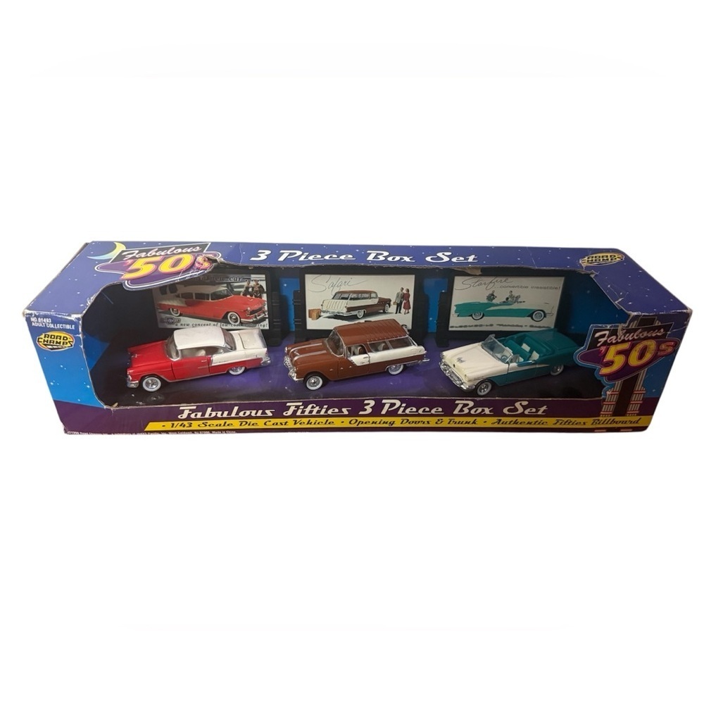 New Road Champs Fabulous 50s 3 Car Box Set Oldsmobile Chevy Bel Air Safari Wagon